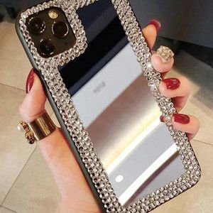 Iphone Rhinestone Decor Mirror iPhone Case for 11 pro max and XR (New)
